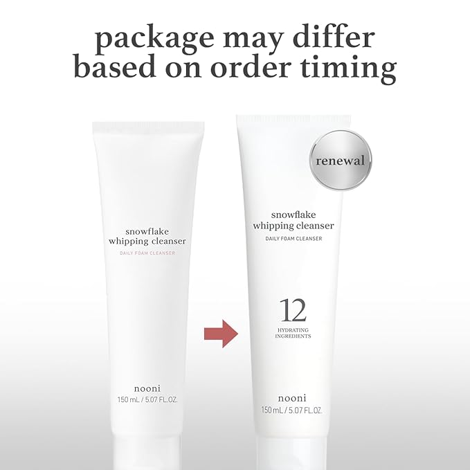 NOONI Face Cleansing - Snowflake Whipping Cleanser | Korean Glass Skin Care, Kbeauty, Facial Wash, Remove Impurities, Purifying, Vegan Whipped Cream, Moisturizing, Sensitive Skin, 5.07 FL Oz x 2ea