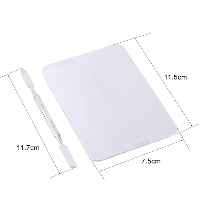Small Stainless Steel Makeup Palette Rectangle Shape Mixing Plate Tools With Spatula