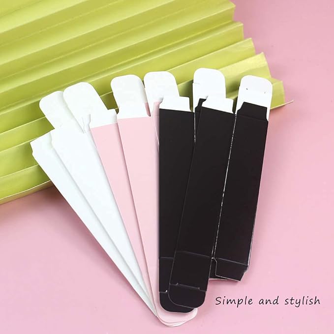 COSIDEA 50 pieces 350gms lip gloss paper box, lipgloss mascara eyeliner packing box for DIY cosmetic, (25 * 25 * 117mm, Black)