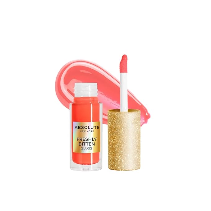 Absolute New York Freshly Bitten Gloss, Non Sticky, Weightless Lip Gloss with Jojoba Oil (Fantasy Sheer Coral, .8 Oz)