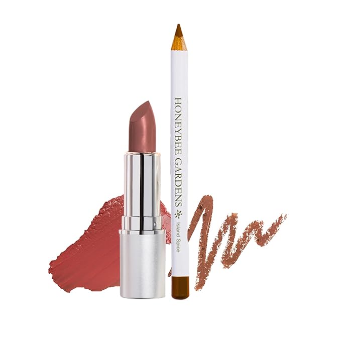 Honeybee Gardens Lip Liner + Lipstick Bundle, Calliope & Island Spice