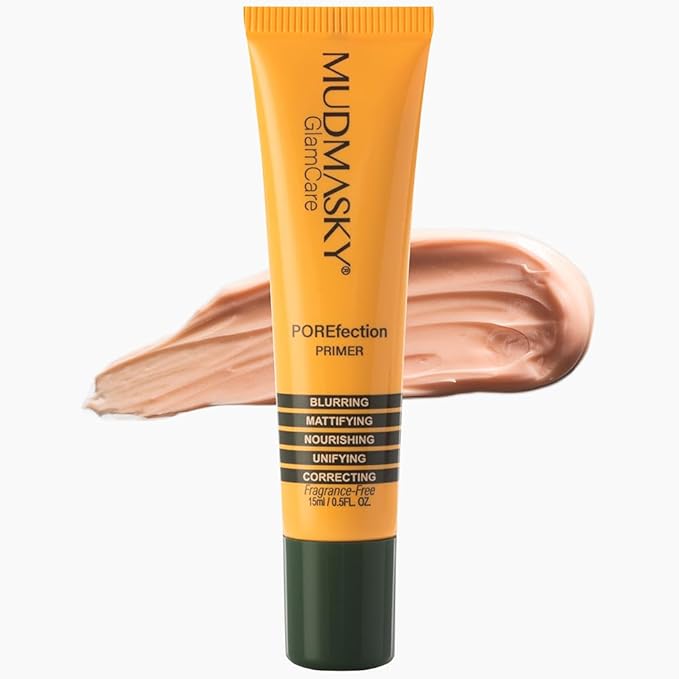 MUDMASKY POREfection Primer 15ml / 0.5FL. OZ. Hybrid Primer – Skincare x Makeup – Minimizes Pores, Mattifies & Nourishes Skin – Long-lasting Base for Flawless Beauty – Made in Italy
