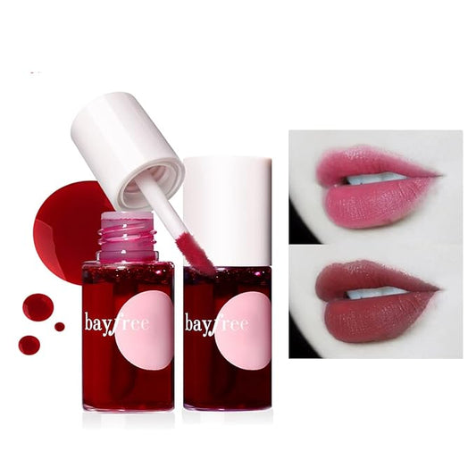 2 Colors Lip Stain Tint Set,Liquid Lipstick Mini Velvet Lip Tint Hydrating Lip Stain Moisturizing Long Wear Lip Gloss Makeup (2#Strawberry+4#Cherry)