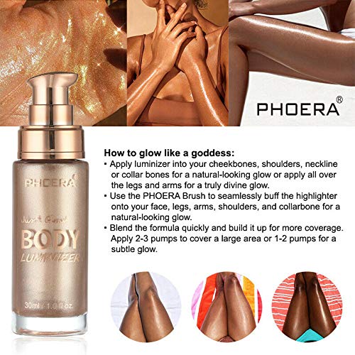 PHOERA Liquid Illuminator, Shimmer Body Oil & Face Highlighter - Glistening Bronze, 30ml