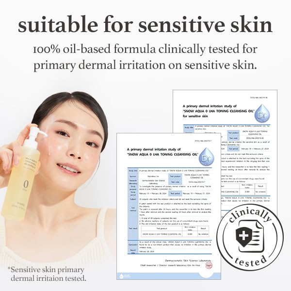 NOONI Facial Cleanser - Snow Aqua 0 LHA Toning Cleansing Oil | Makeup Blackhead Remover, Pore Control, Glass Skin, Help Control Sebum, Revitalizing, Moisturizing, Korean Skin Care, 6.76 Fl Oz (200 ml)