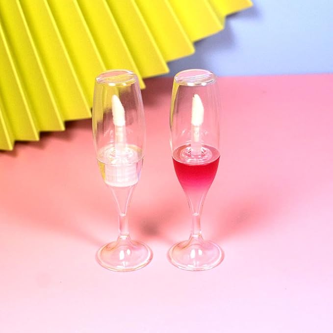 25 PCS wineglass shaped lip gloss tube cute lipgloss container tubes 5ML (Red)
