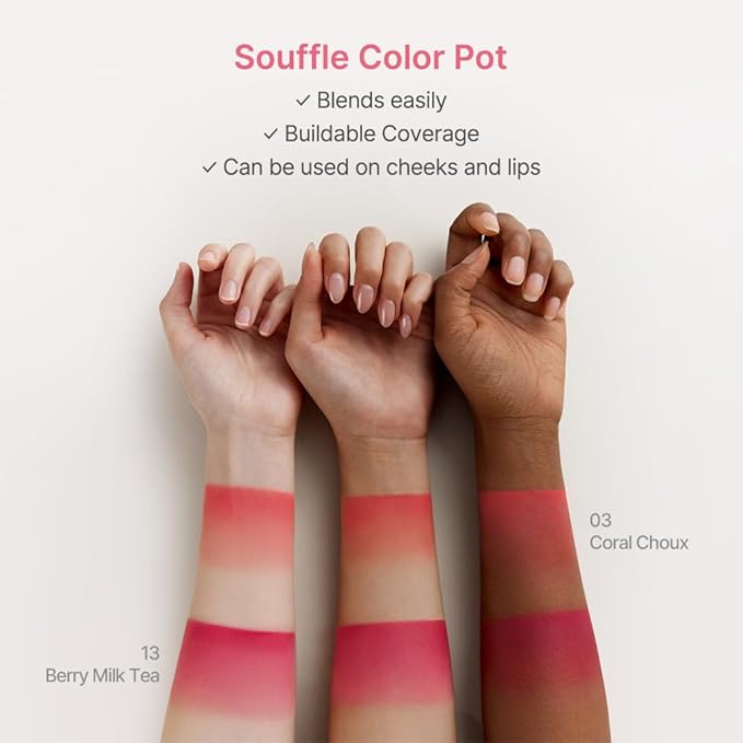 dasique Souffle Color Pot #15 Lavender Potage Official 0.22 Ounce Makeup Blush, Buildable, Build-In Mini Brush, Multi-Use For Cheek and Lip