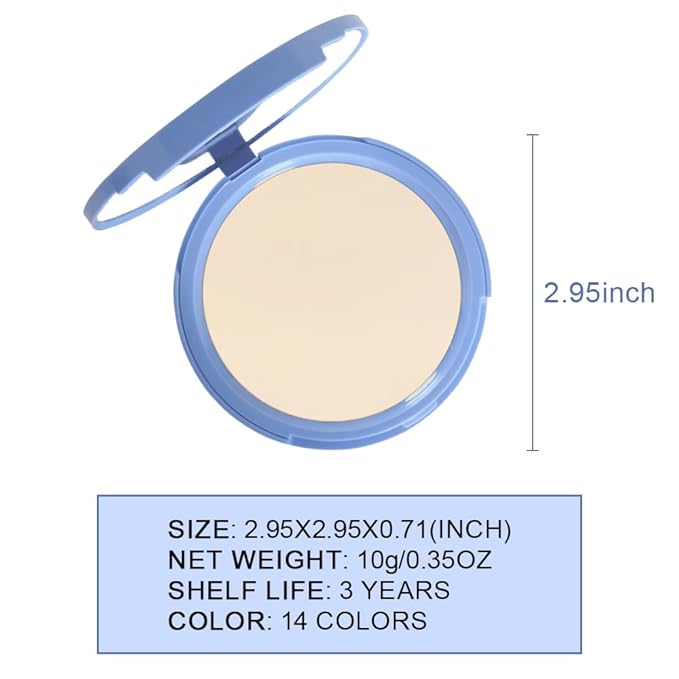 evpct Oil Control Pressed Face Powder Compact for Women, Translucent Setting Powder Makeup Foundation for Women, Waterproof Long Lasting Lightweight, polvo compacto de maquillaje, 14 Nude Translucent