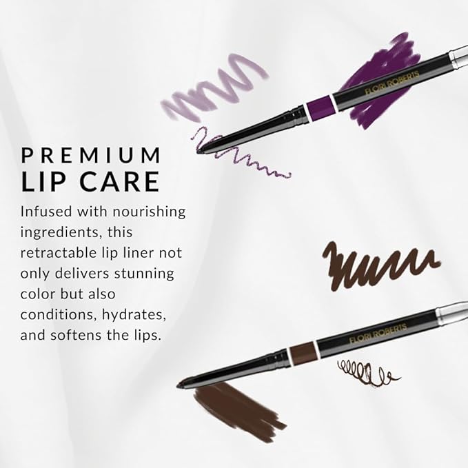 Luxury Lip Pencil by Flori Roberts, Retractable Lip Liner and Filler, Vibrant Lip Makeup for Women of Color or Deeper Skin Tones