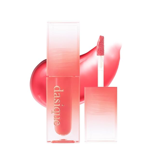 dasique Juicy Dewy Tint (14 Peach Crush) 0.12 oz | Light Application with moisture | Long-wearing Glossy Lip Stain, Non-sticky | Vegan, Cruelty-free | K-beauty