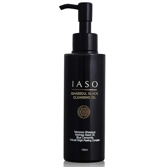 IASO Ghassoul Black Cleansing Oil | Makeup Remover, Cleansing Blackheads and Dead Skin, Moisturizing, Korean Skin Care, 5.07 oz