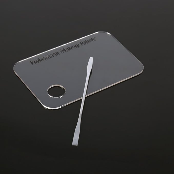 Makeup Palette Spatula, Asixx Clear Acrylic Makeup Nail Art Cosmetic Mixing Palette & Stainless Spatula Tool Set,Quickly, Cleanly Mix Cosmetics,1 x Acrylic Makeup Palette, 1 x Stainless Steel Spatul
