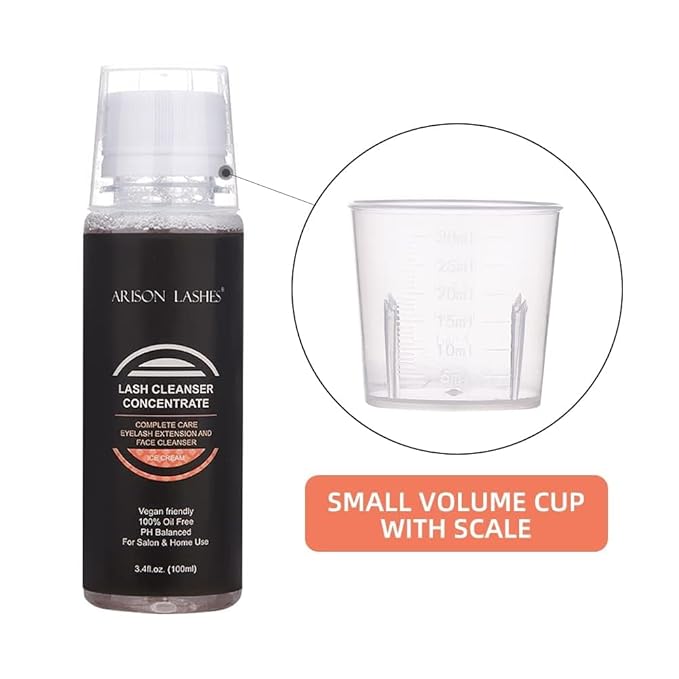 ARISON LASHES Lash Shampoo Concentrate for Lash Extensions Eyelash Cleanser Concentrate Oil-Free Eyelash Extension Shampoo with Salon Home Care(100ML ICE Cream)