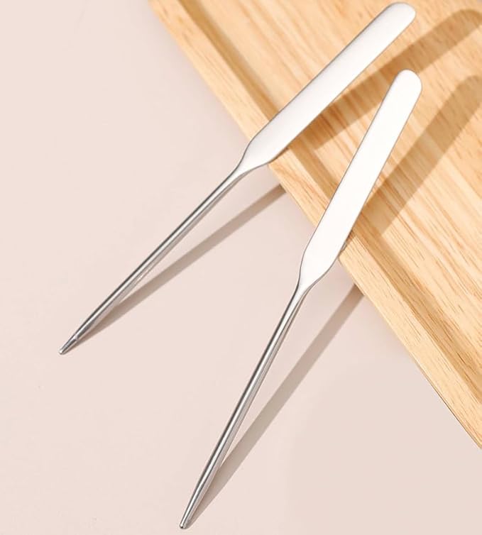 2 Pieces Stainless Steel Makeup Spatula Foundation Mixing Tool Eye Cream Spoon Foundation Spatula Cosmetic Skincare Spatula Nail Art Makeup Stirring Rod for Home Beauty Salon, Silver