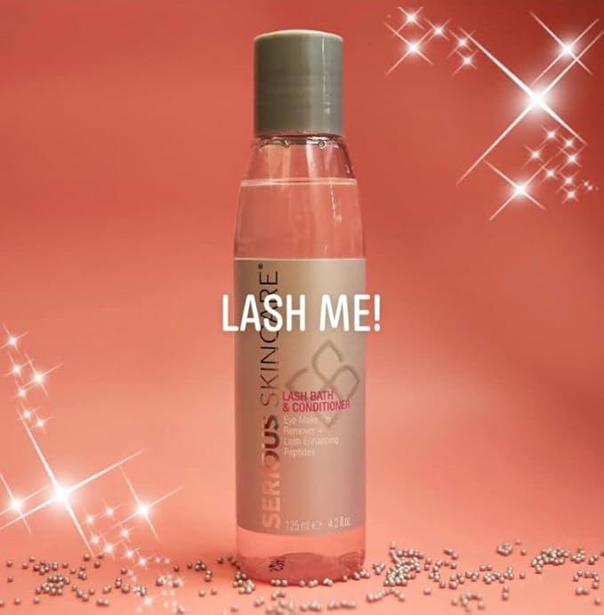 Serious Skincare Lash Bath & Conditioner - Double Action Eye Makeup Remover - Oil Free - Enhancing Peptides Promotes Eyelash Growth - Clover Flower - Effortlessly Removes Waterproof Mascara - 4 oz.