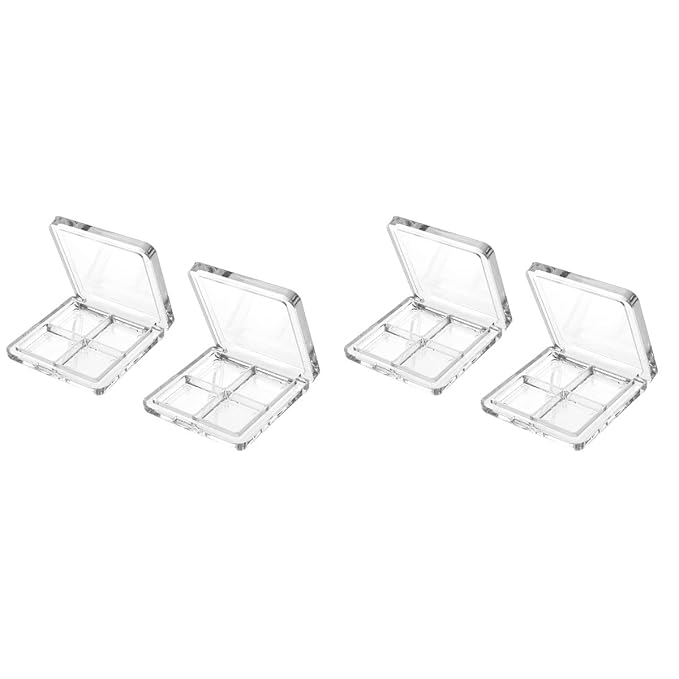 Beaupretty 4 Pieces Empty Eyeshadow Pallet 4 Grids Eye Shadow Lipstick Storage Case Box Clear Makeup DIY Cosmetic Organizer Container