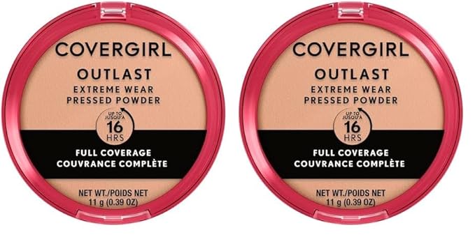 COVERGIRL Outlast Extreme Wear Pressed Powder, Face Powder, Natural, 0.38 Fl Oz, Pressed Powder, Full Coverage Powder, Finishing Powder, Lightweight, Controls Shine, Variety of Shades (Pack of 2)