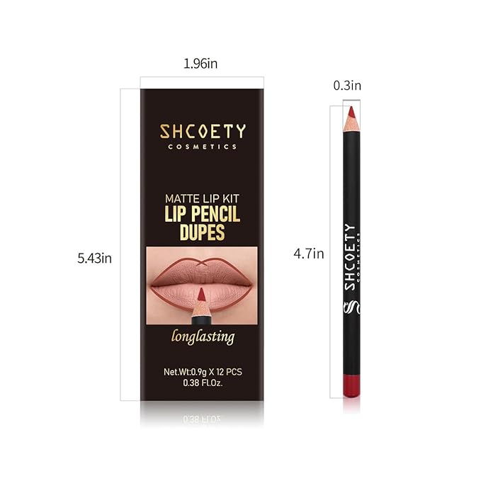 12 Colors Matte Lip Liner Set, Waterproof Long-Lasting Lip Pencils, High Pigmented Velvet Lipstick for Defining & Filling Lips, Natural Nude Shades for Eyes & Lips