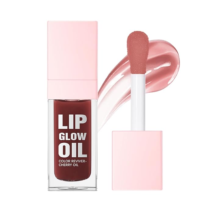 Hydrating Lip Glow Oil, Plumping Lip Gloss, Moisturizing Lip Gloss Lip Balm, Transparent Lip Oil, Non-Sticky Long Lasting Lip Gloss, Tinted Lip Balm for Lip Care,0.28 OZ (#020-Mahogany, 0.28 OZ)
