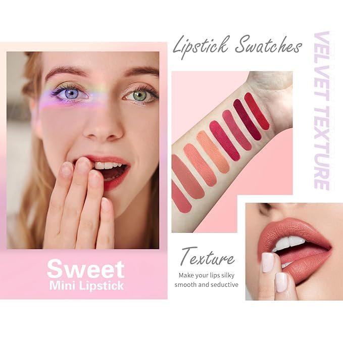 SWANNA Mini Lipstick Set, 8 Color Capsule Lipstick, Matte Lipstick Set, Waterproof Long Lasting Mini Capsule Lipstick Set, Long Lasting Mini Matte Lipstick Lip Gloss, Multi Color Matte Lipstick