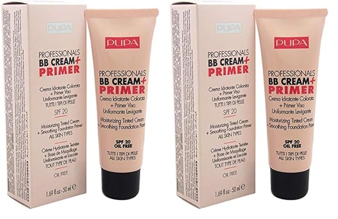 Pupa Milano Professionals BB Cream and SPF 20 Primer for Women, No. 001/Nude, 1.69 Ounce (Pack of 2)