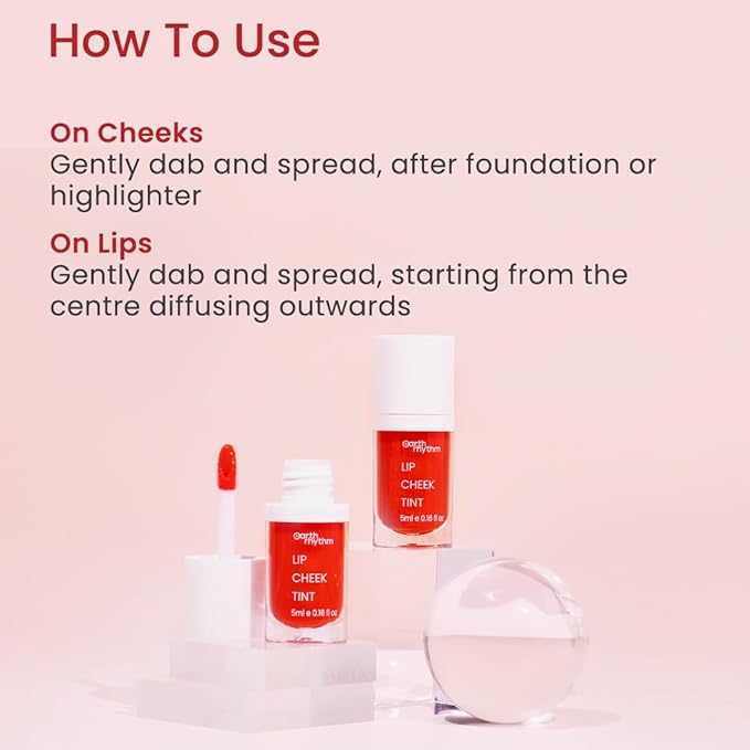 Lip & Cheek Tint Cherry, Hydrates Dry & Chapped Lips, Women & Girls - 5ml