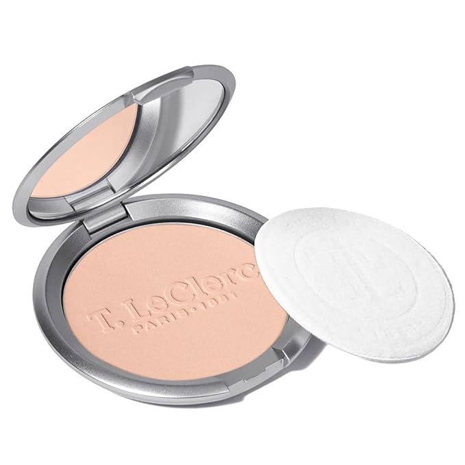 T.LeClerc Rice Compact Powder – Anti-Aging Pressed Powder with Brown Rice Ferment – Long-Lasting Natural Matte Finish – Moisturizing | Non-Comedogenic Face Powder (ROSÉ, 9G)