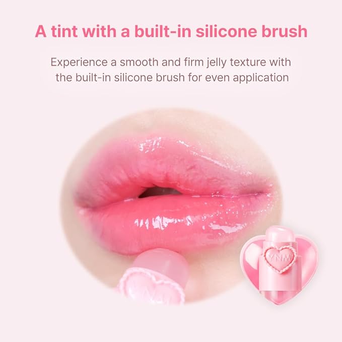 YNM Heart Jelling Tint (02 CHERRY JELLING, 0.09 oz) Silicone Lip Brush Included, K-Beauty, Non-Sticky, Moisturizing, Smudge-Proof, Korean Lip Tint, Long-Lasting, Vivid Color