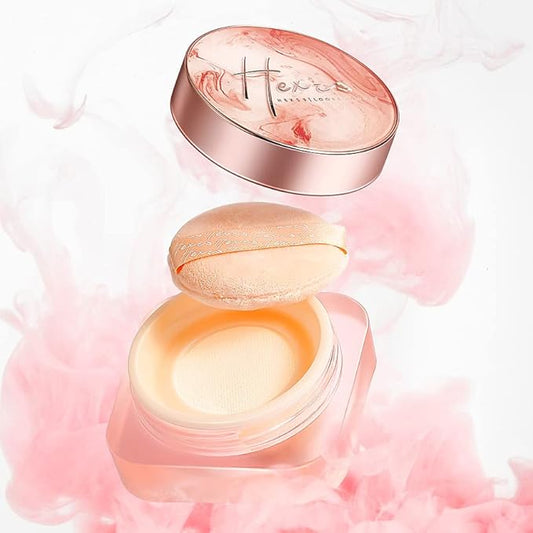 HEXZE Loose Setting Powder, Face Powder Makeup & Finishing Powder for Light, Medium & Tan Skin Tones, Mattifying Finish and Shine Control Light-skinned