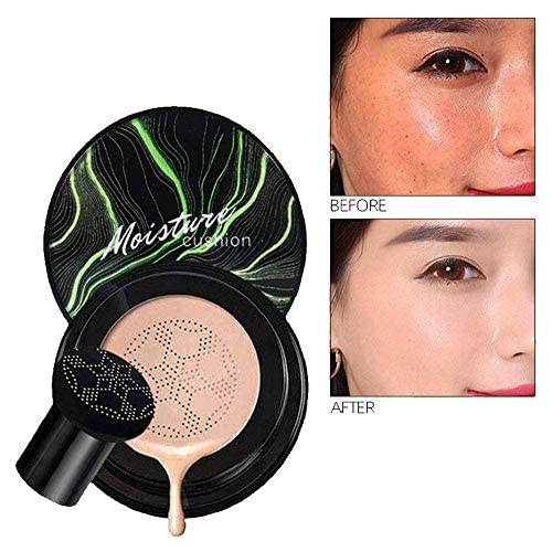 Mushroom Head Air Cushion CC Cream, Natural Moisturizing Highlighting Matte Oil Control Concealer Facial Blemish Concealer Foundation BB Cream for Women Girls (Natural)