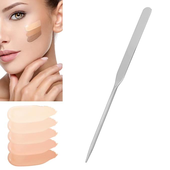 Makeup Spatula,Liquid Foundation Spatula, Stainless Steel Ergonomic Nail Art Makeup Stirring Rod, Durable Makeup Spatula Tool, Mini Makeup Spatula, Makeup Must Haves, for Makeup Art, makeup spatu
