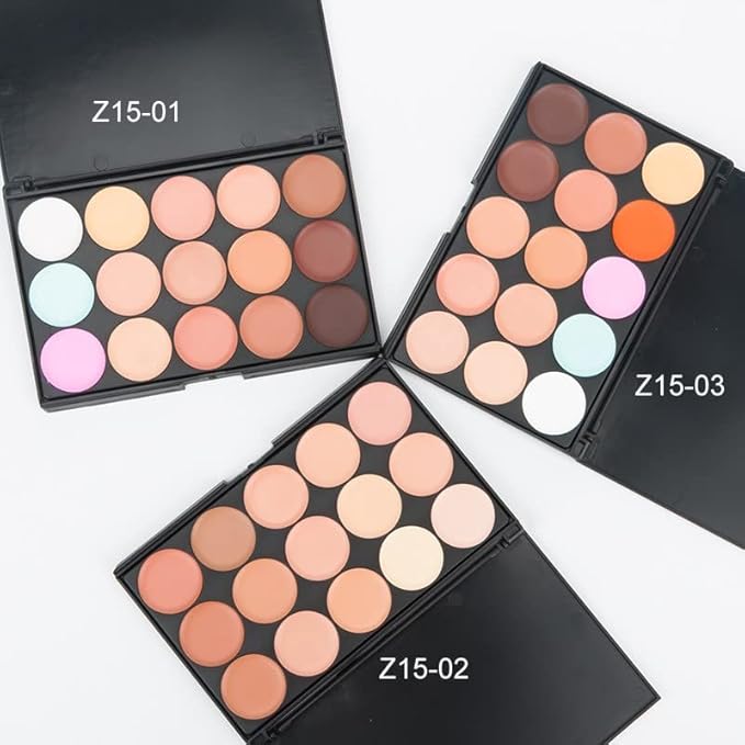15 Colors Concealer Foundation Contouring Cream and Highlighter Makeup Set - Contouring Foundation/Concealer Palette - Vegan, Animal free and hypoallergenic (z15-03)