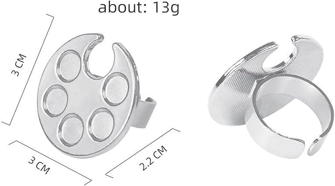 Silver Mini Manicure Palette Metal Paint Palette Finger Rings Nail Art Tools Makeup Palettes Nail Art Polish Tools, Makeup Palettes