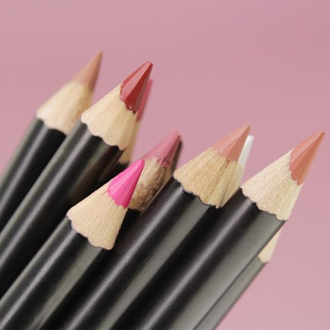 AKOAK Wooden Women's Lip Pencil, Waterproof Cosmetic Lipstick Pencil, Pack of 2