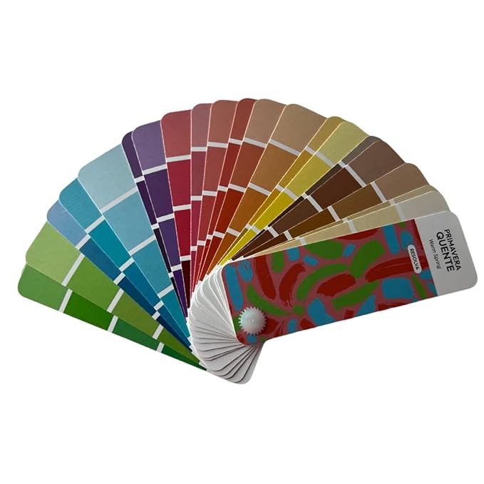 Bilingual Warm Spring Palette Color Fan by Resolva Meu Look, Personalized Guide for Cost Saving, Smart Shopping, Outfit & Wardrobe Planning; Primavera Quente/Primavera Pura