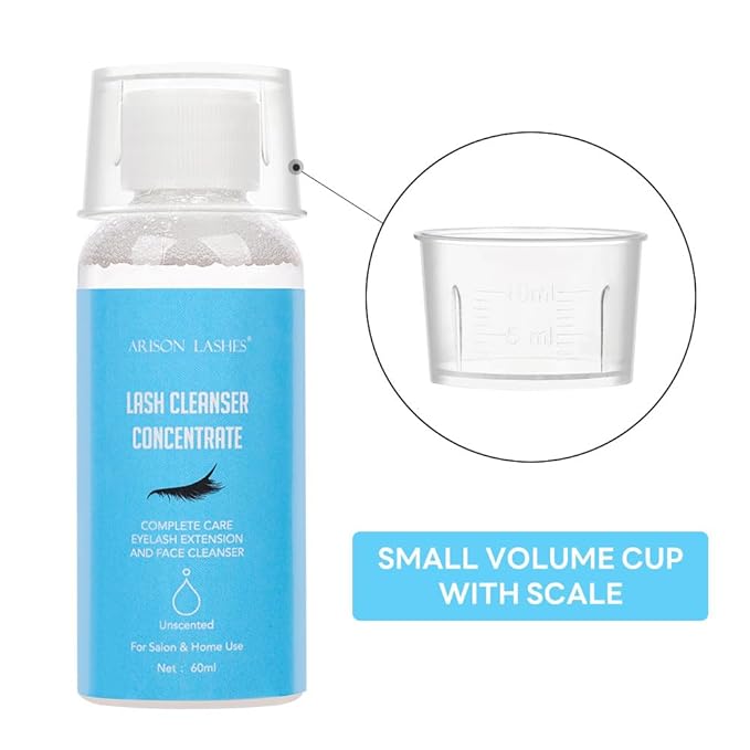 Eyelash Cleanser Concentrate 60ml Professional Lash Extensions Shampoo Natural Foaming Cleanser for Extensions Lashes with Salon Home Care-Makes 12 Bottles 60ml Eyelash Shampoo (unscented)
