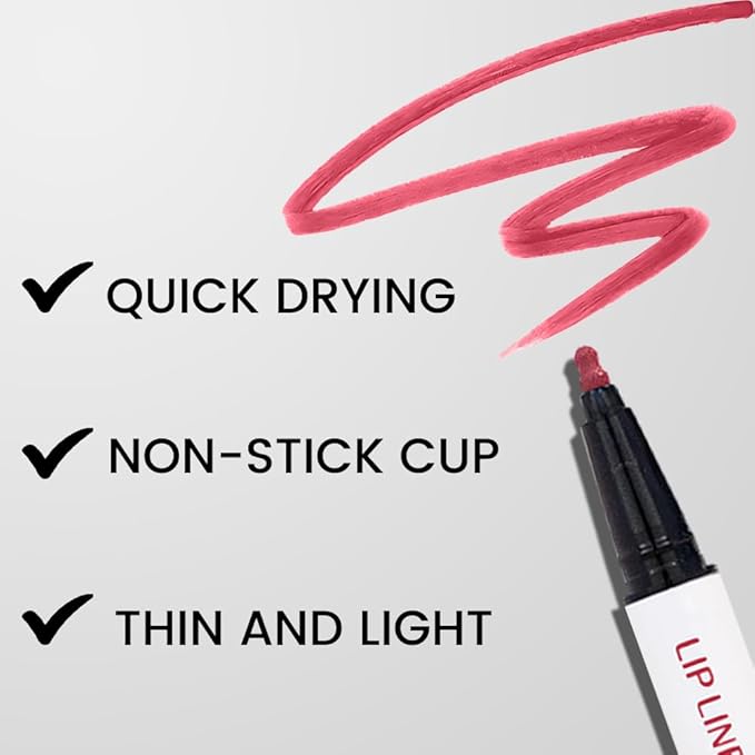 Kaely Rose Pink Longwear Liquid Lip Liner Waterproof, 24 Hour Long Lasting Lip Liner Stain Marker Pen, 2-in-1 Matte Semi Permanent Lipliner & Lipstick, Vegan & Cruelty-Free, 04