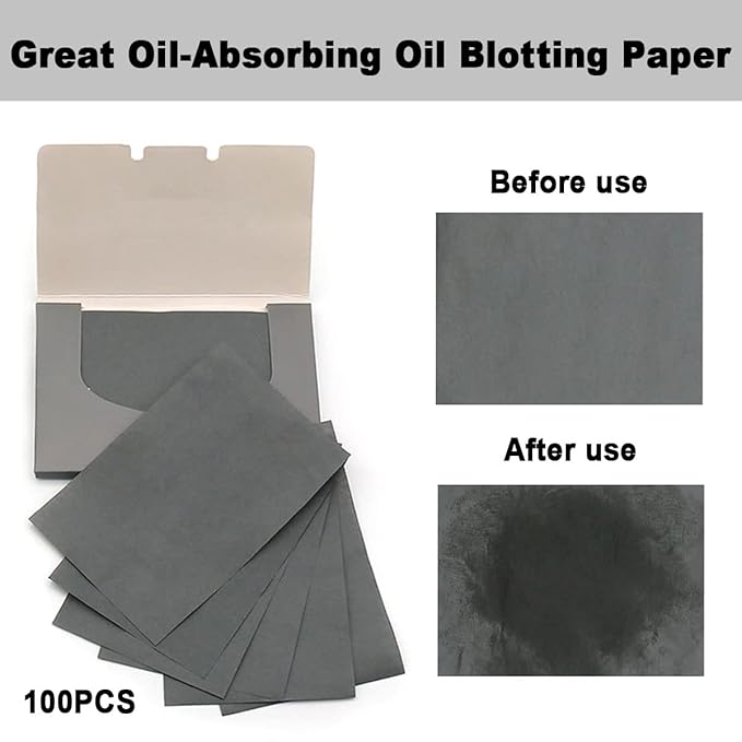 103 PCS Volcanic Roller Oily Skin Oil Control On The Go Volcanic Face Roller Oil Absorbing Volcanic Roller with Oil Blotting Sheet Paper for Oily Skin Care Oil Control Film Tissues (Type2)