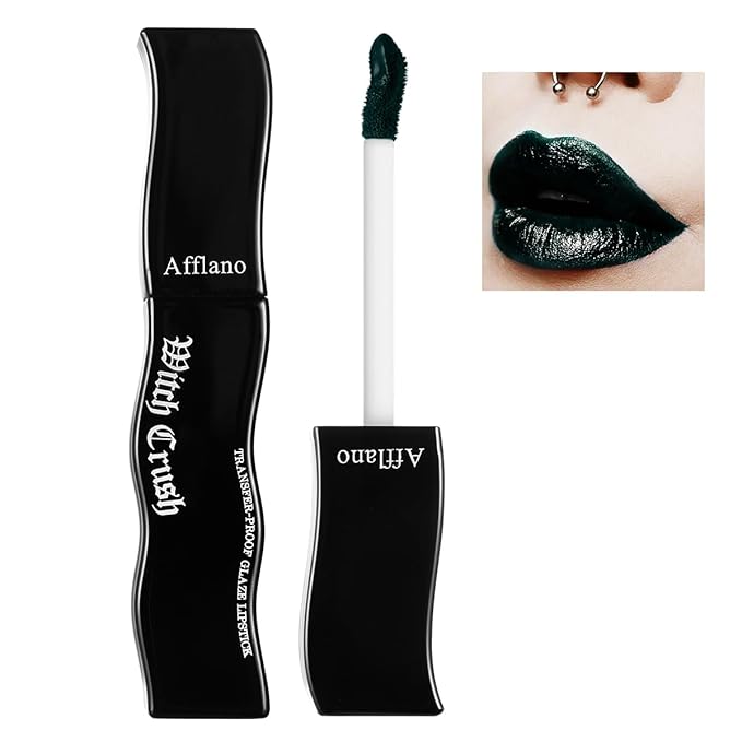 Dark Green Vampy Lip Gloss - Long-Lasting, Non-Sticky & Moisturizing | High Pigmented, Waterproof Glossy Finish for Gothic, Halloween, Vampire & Party Makeup | Vegan