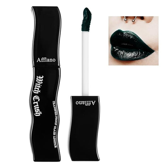 Dark Green Vampy Lip Gloss - Long-Lasting, Non-Sticky & Moisturizing | High Pigmented, Waterproof Glossy Finish for Gothic, Halloween, Vampire & Party Makeup | Vegan