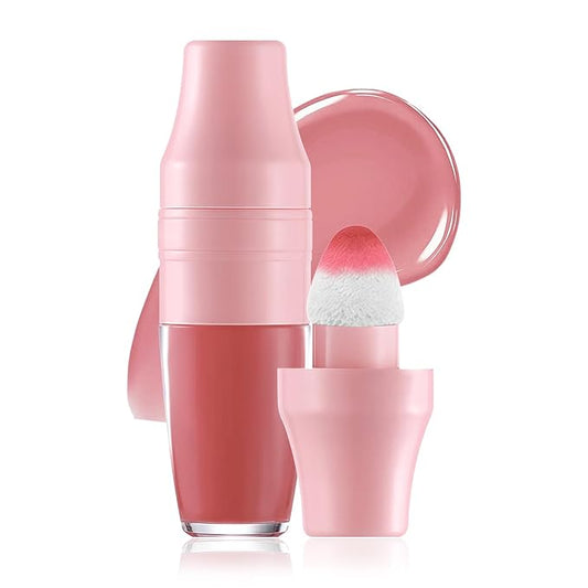 DAGEDA Lip Tint Stain, Glossy Lip Colour with Soft Big Brush Head, Easy to Color Lip Gloss,Moisturizing,Highly Pigmented Liquid Lipstick,Dual Use Lip & Cheek Tint Fun Lip Makeup (Peachy)