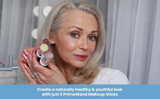 PrimeWand Trinity – Stunning & Natural Pro-Age Makeup Sticks for Mature Women – Multitasking Trio, Easy to Carry