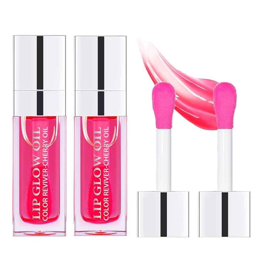 Hydrating Lip Glow Oil, Moisturizing Lip Glow Oil, Lip Plumper Gloss, Transparent Lip Gloss, Lip Oil, Plumping Lip Oil, Lip Balm, Tinted Lip Balm Lip Care (2PCS Cherry)