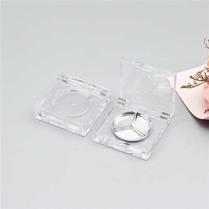 8 Pieces Empty Powder Case Plastic Powder Case Empty Blush Box Refillable Cosmetic Container Jar Eyeshadow Box Blush Holding Plate Empty Eyeshadow Case Cosmetics Container(Clear, 26mm)