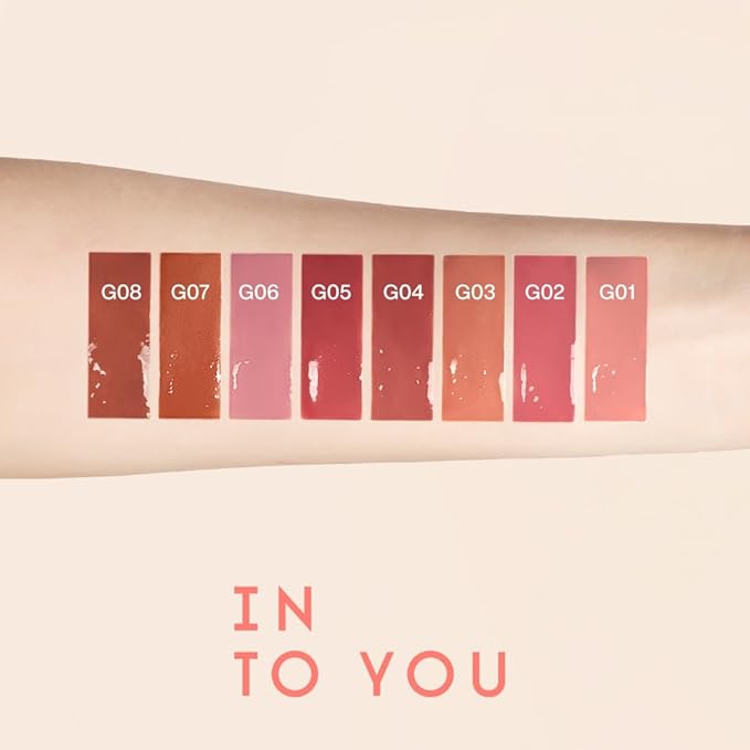 INTO YOU Lip Stain Long Lasting, Lip Gloss, Lip Tint, Lip Plumper Gloss, Glitter Lip Gloss, Liquid Lipstick, Vivid Color, Smudge-Proof, Lightweight, Naturally Moisturizing, Lip Oil For Dry Lips (G02)