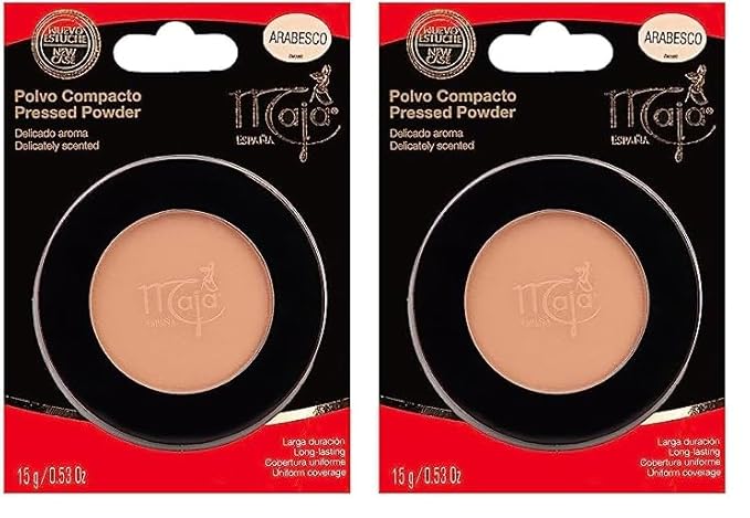 Maja Pressed Compact Powder, Creme Powder for Flawless Uniform Coverage, Skin Matte, Without Shine, Long Lasting Effect, Pressed Powder with Mirror, Arabesco Color, 0.53 Oz, Powder Box (Pack of 2)