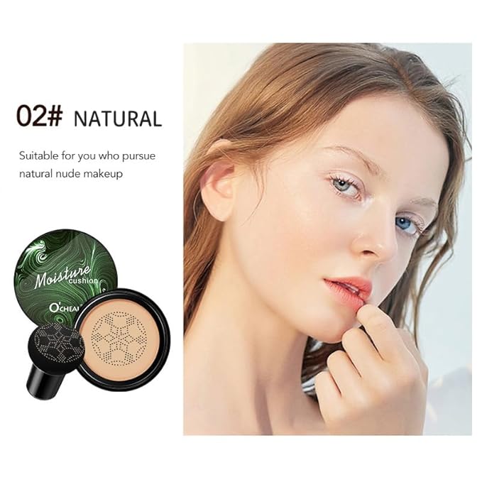 O'CHEAL Mushroom Head Air Cushion BB Cream Foundation Cream for Face Makeup Concealer Cushion for Face Comestics Make Up Cushion Compact Natural