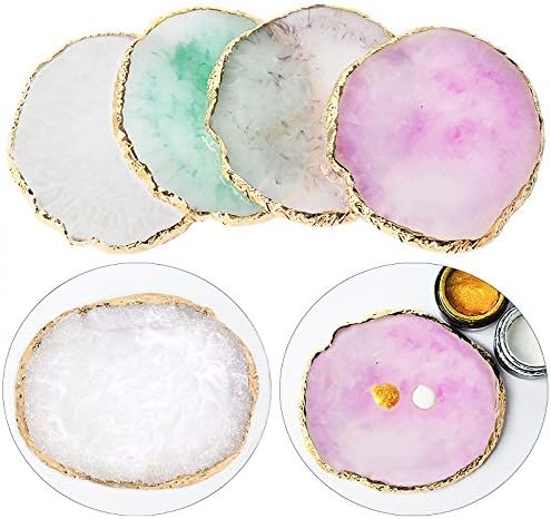 JASSINS Resin Nail Art Palette,Nail Art Painting Mixed Color Palette Gold Edge Nail Gel Color Makeup Display Board (Green)