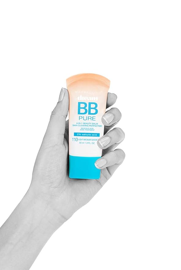 Maybelline Dream Pure Skin Clearing BB Cream, 8-in-1 Skin Perfecting Beauty Balm With 2% Salicylic Acid, Sheer Tint Coverage, Oil-Free, Light/Medium, 1 Count (Pack of 2)