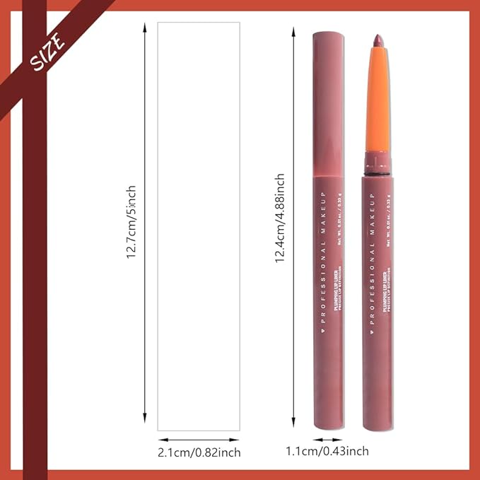Retractable Matte Lip Liner Pencil, Brownish Red Plump Lip Liners Long-Lasting Creamy Formula for Shaping & Sculpting lip filler pen, Subtle Touch Velvet Pigmented Crayon Lip Liner 04#